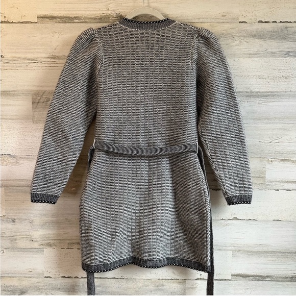 & Other Stories Buttoned Contemporary Merino Wool Blend Mini Dress Coat Grey - Picture 4 of 13